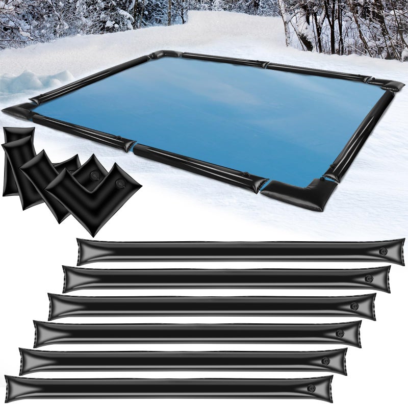 Phoncoo 14 Pack 0.6mm Thicker Pool Cover Water Bags with Pool Cover Weights Corner  8 Ft PVC Pool Water Tubes with Screw Caps for Winterizing for Inground Swimming Pool Winter Cover - Image 1
